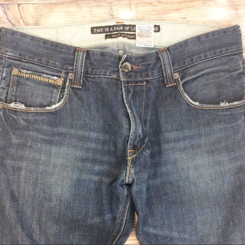 Levi’s 701s Slim Straight Factory Distressed Jeans - Picture 4 of 8